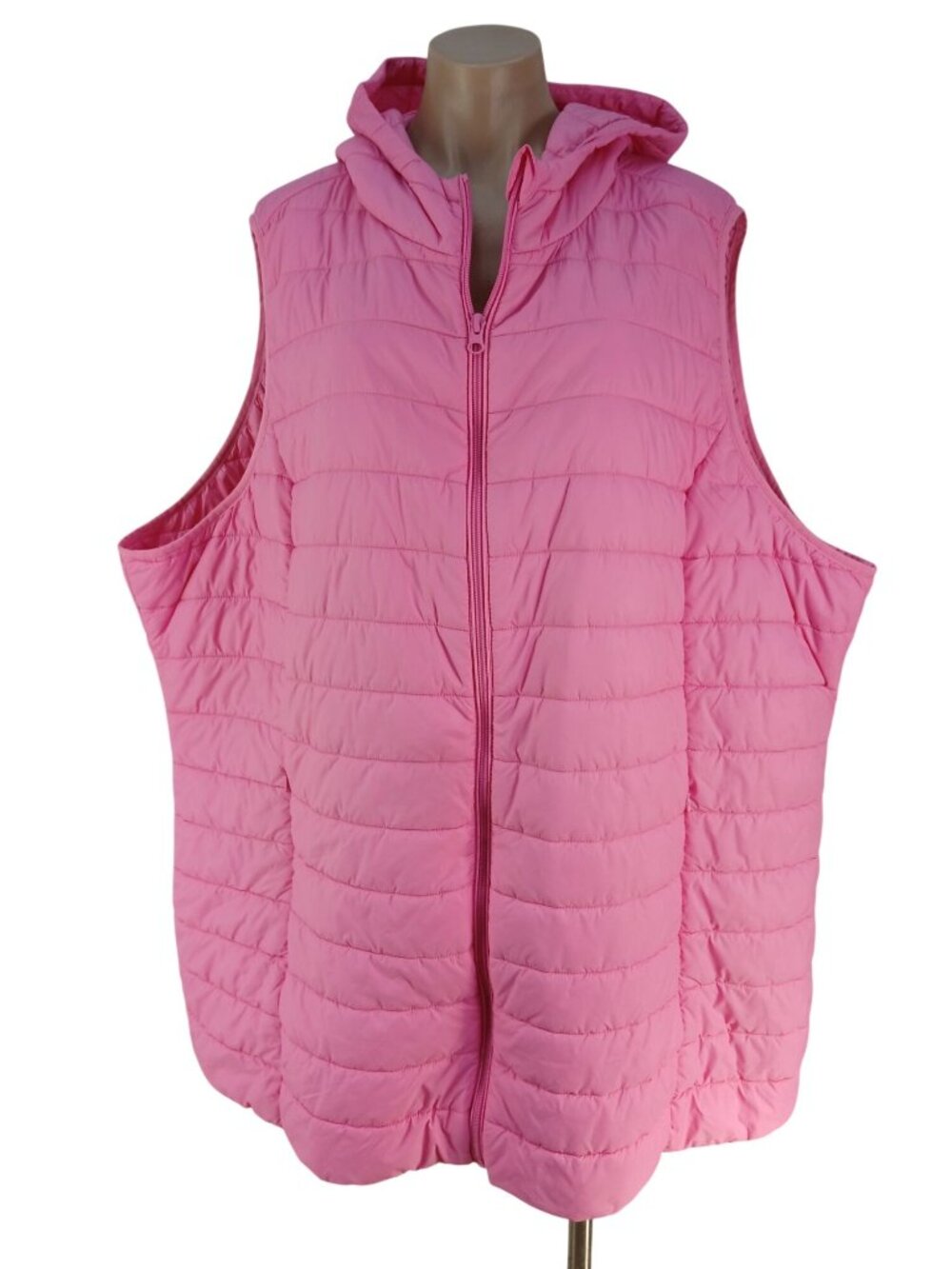 Torrid Womens Plus Size 5 Quilted Pink Hooded Puffer Vest With Zip Closure